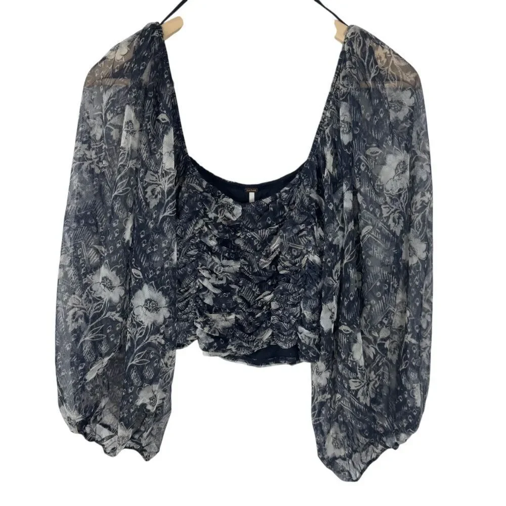 Free People Lilia Women's Top‎ Smocked Cropped Sz L